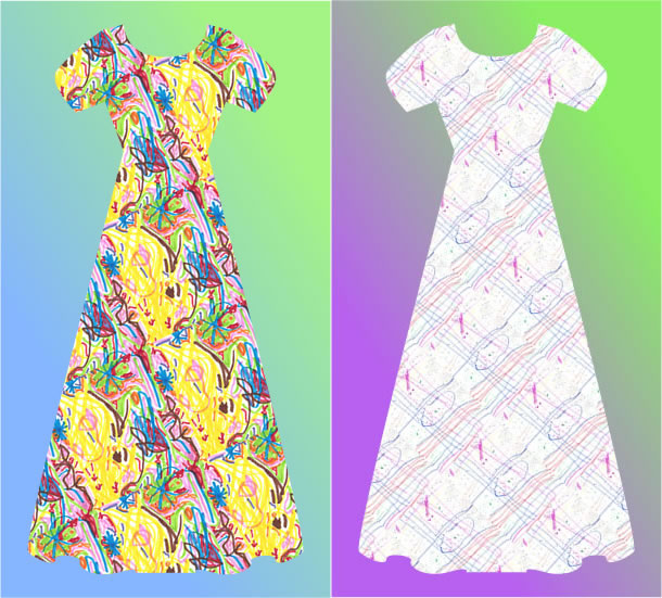 Children's artwork inspiration, two dresses