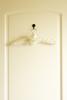 Photo of a white wardrobe door with a padded clothes hanger decorated with a rose